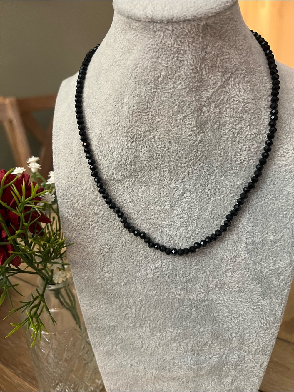 Black Faceted Bead Necklace - Women Jewelry